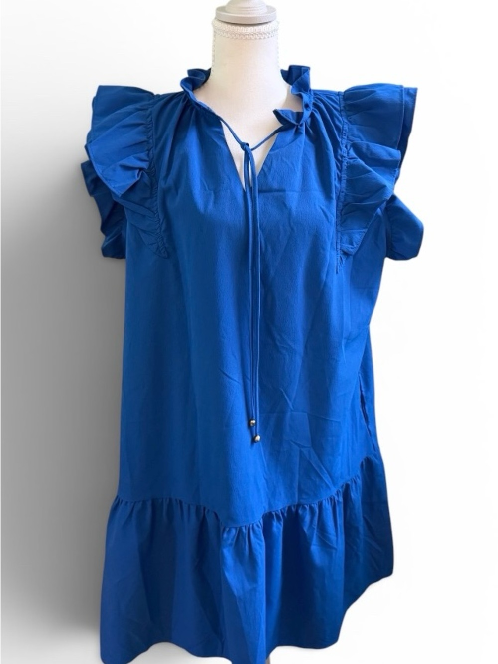 Dokotoo XL Women’s Ruffle Sleeve Mini Baby Doll Mini Dress in Royal Blue - Picture 1 of 16